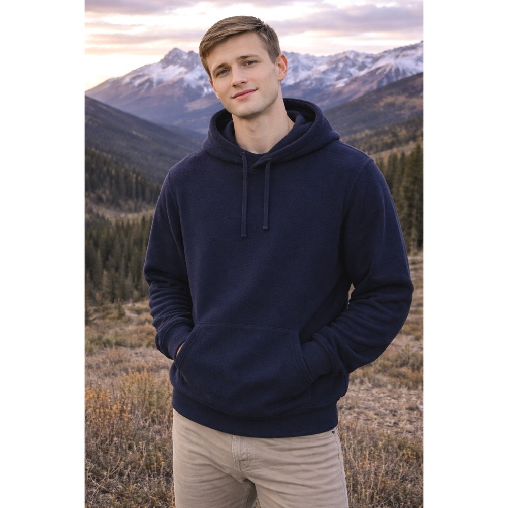 Gap Sherpa Fleece Hoodie Navy Blue Pullover Sweatshirt Mens XS